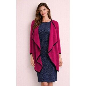 Tony Lambert VTG Wool Cocoon Coat Size 12 Womens BerryRed Open Shawl Collar Warm